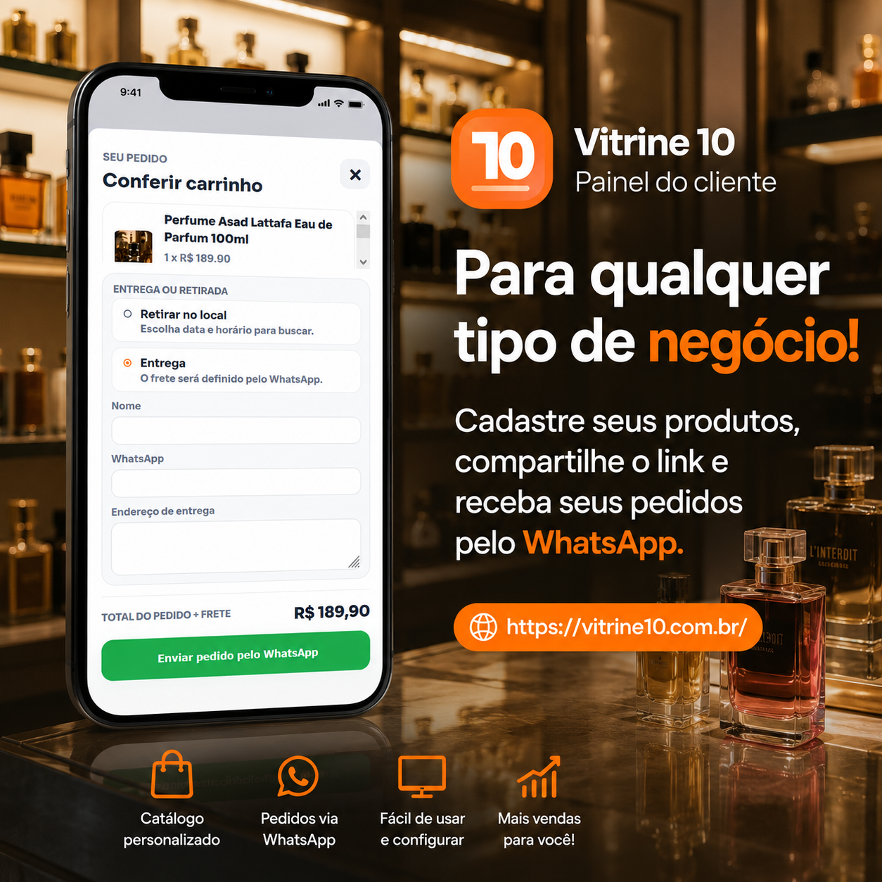 Exemplo da página de vendas criada no Vitrine10